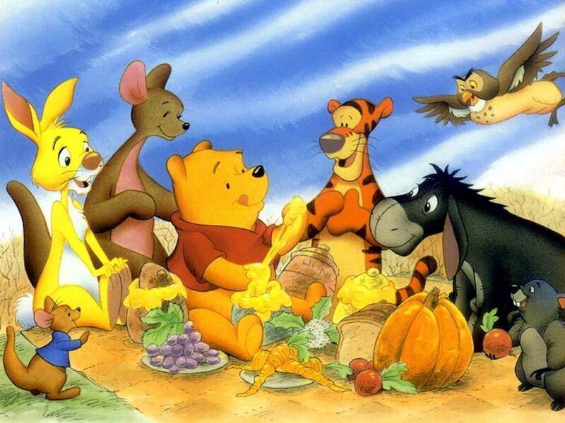 Winnie the Pooh and friends gathering