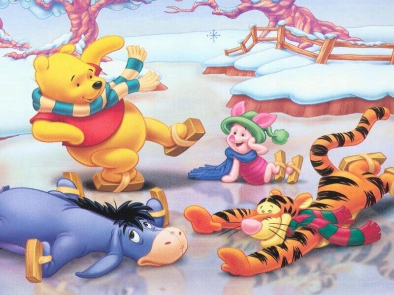 Winnie the Pooh and friends ice skating