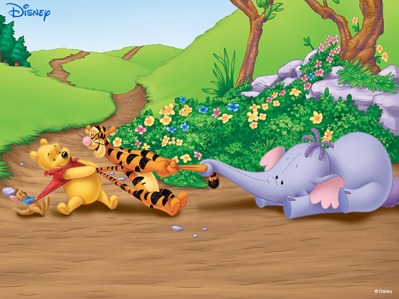 Winnie the Pooh and friends playing