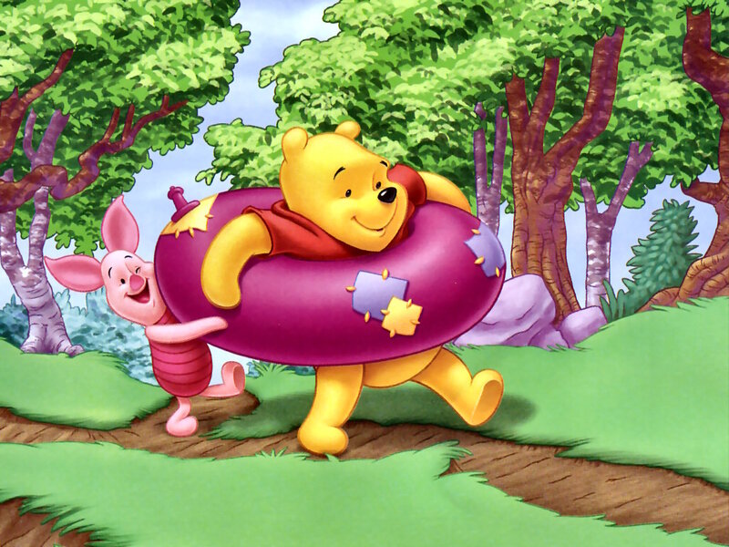Winnie the Pooh and Piglet — Green, Cheerful