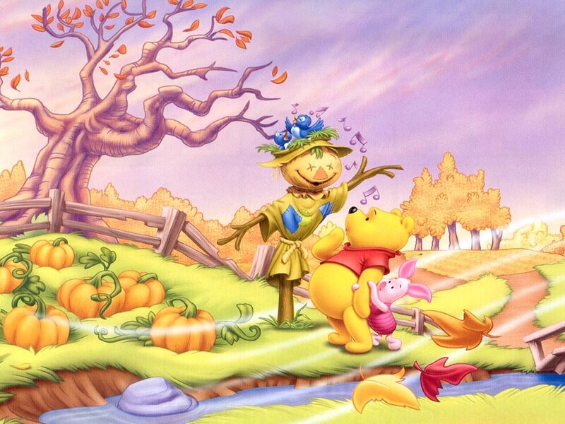 Winnie the Pooh autumn scene