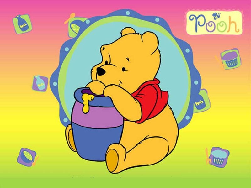 Winnie the Pooh eating honey