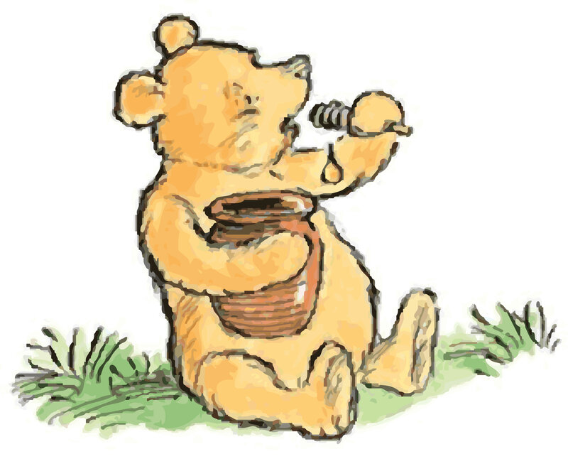 Winnie the Pooh eating honey
