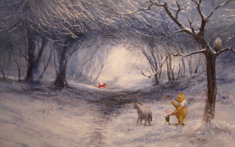 Winnie the Pooh in Snow — White