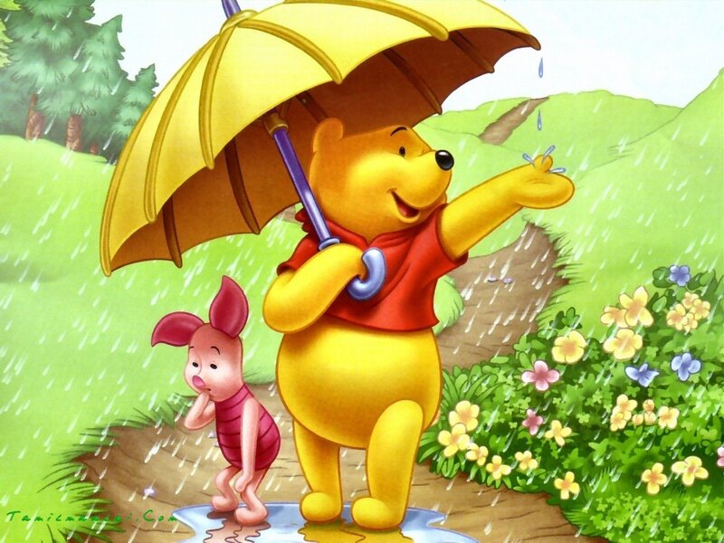 Winnie the Pooh in the rain