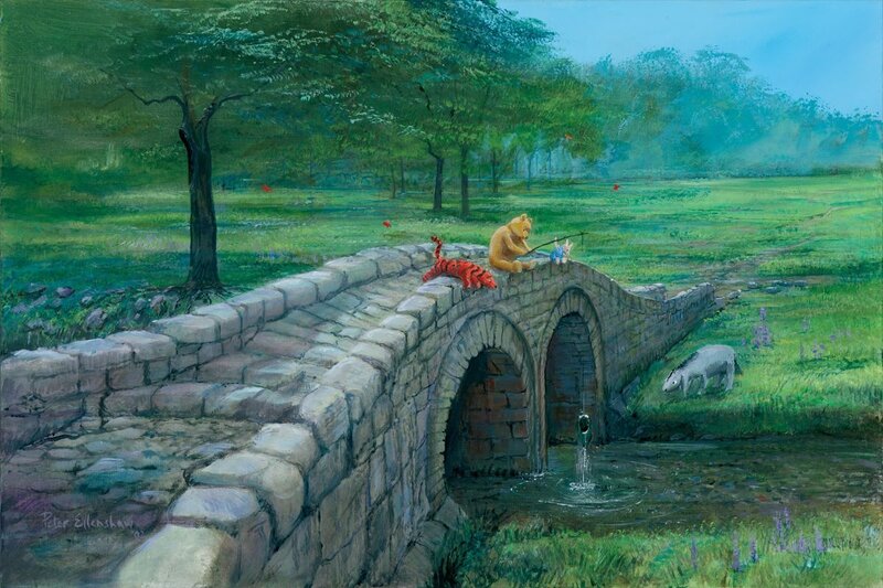Winnie the Pooh on a Bridge — Green