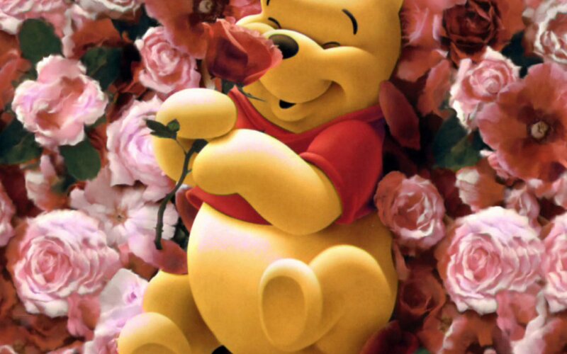 Winnie the Pooh with roses