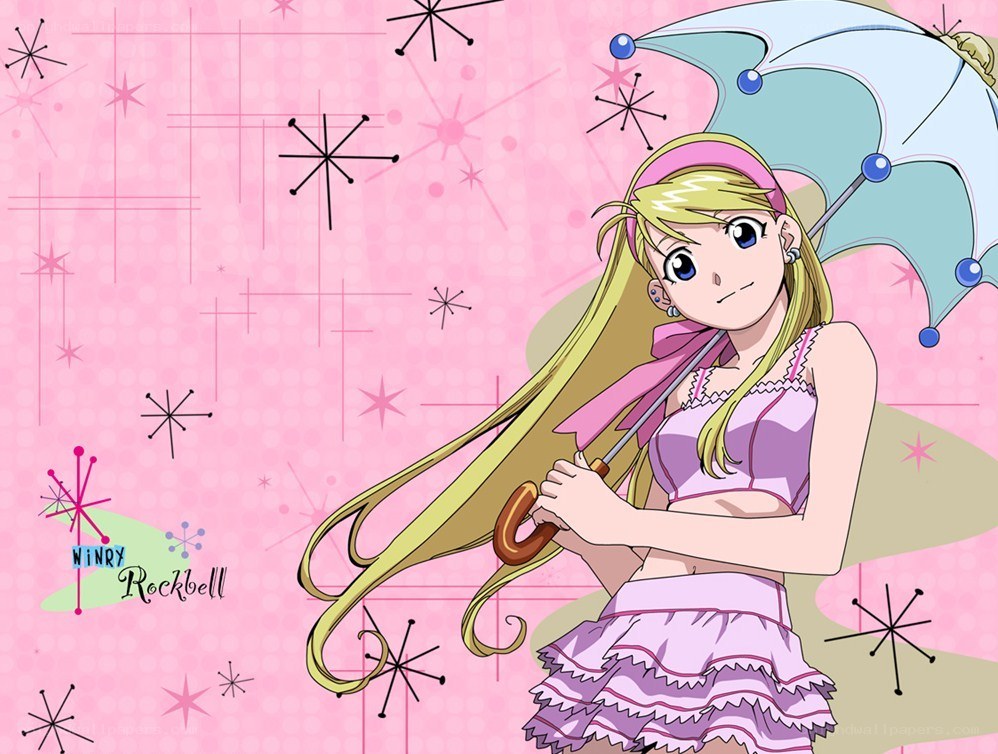 Winry Rockbell with umbrella