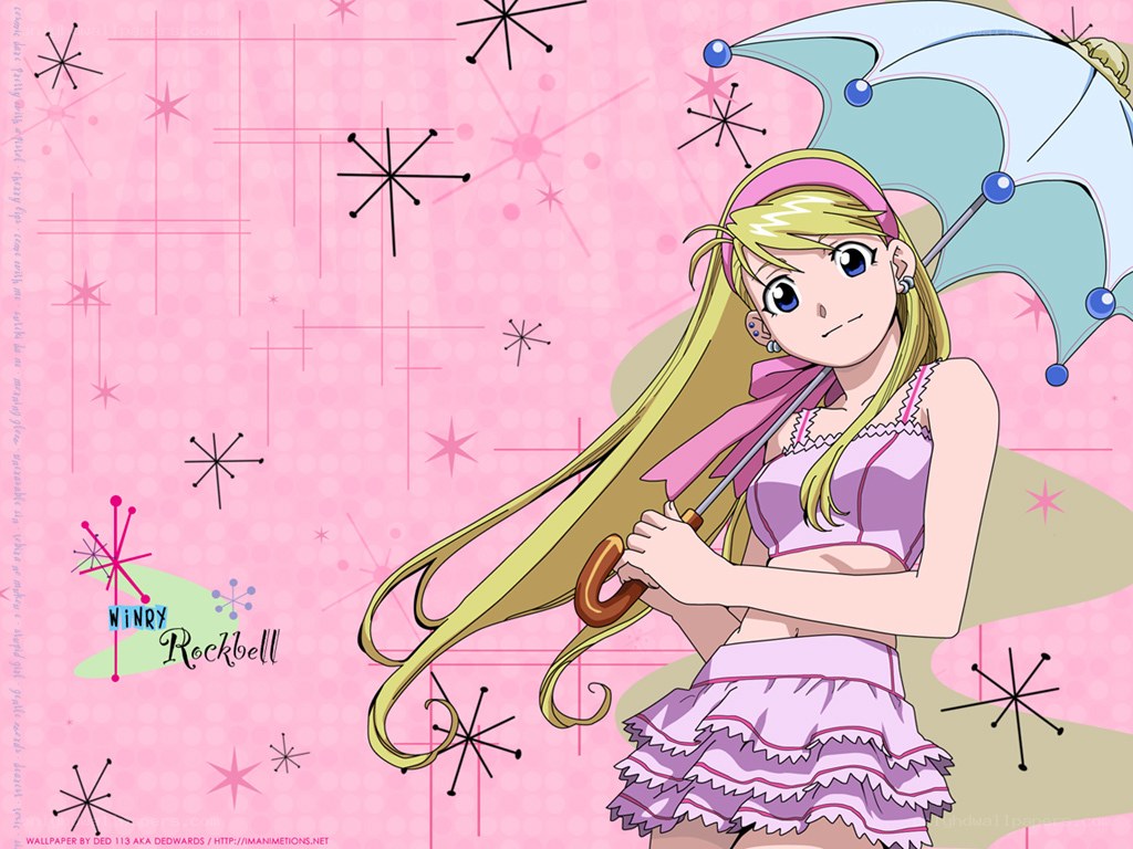 Winry Rockbell with umbrella