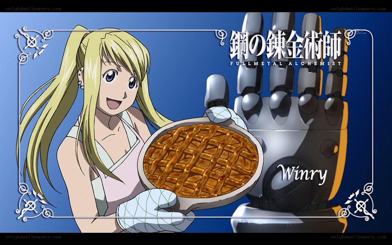 Winry with pie in Fullmetal Alchemist