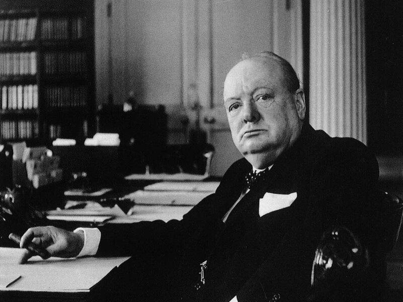 Winston Churchill at his desk