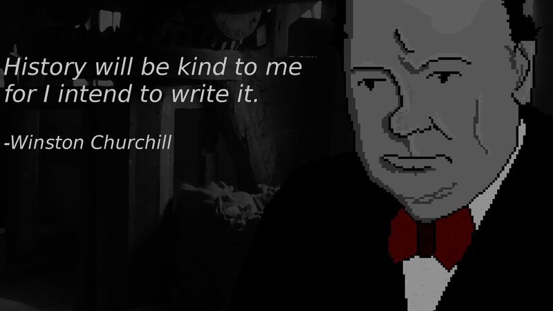 Winston Churchill Portrait — Black, Serious, Pixel Art