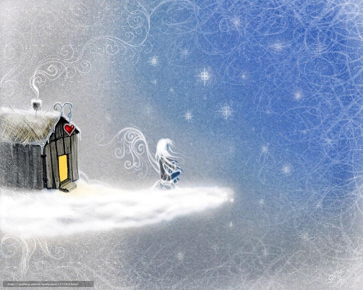 Winter Angel by a Cabin