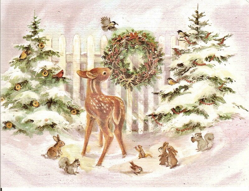 Winter animals gathering
