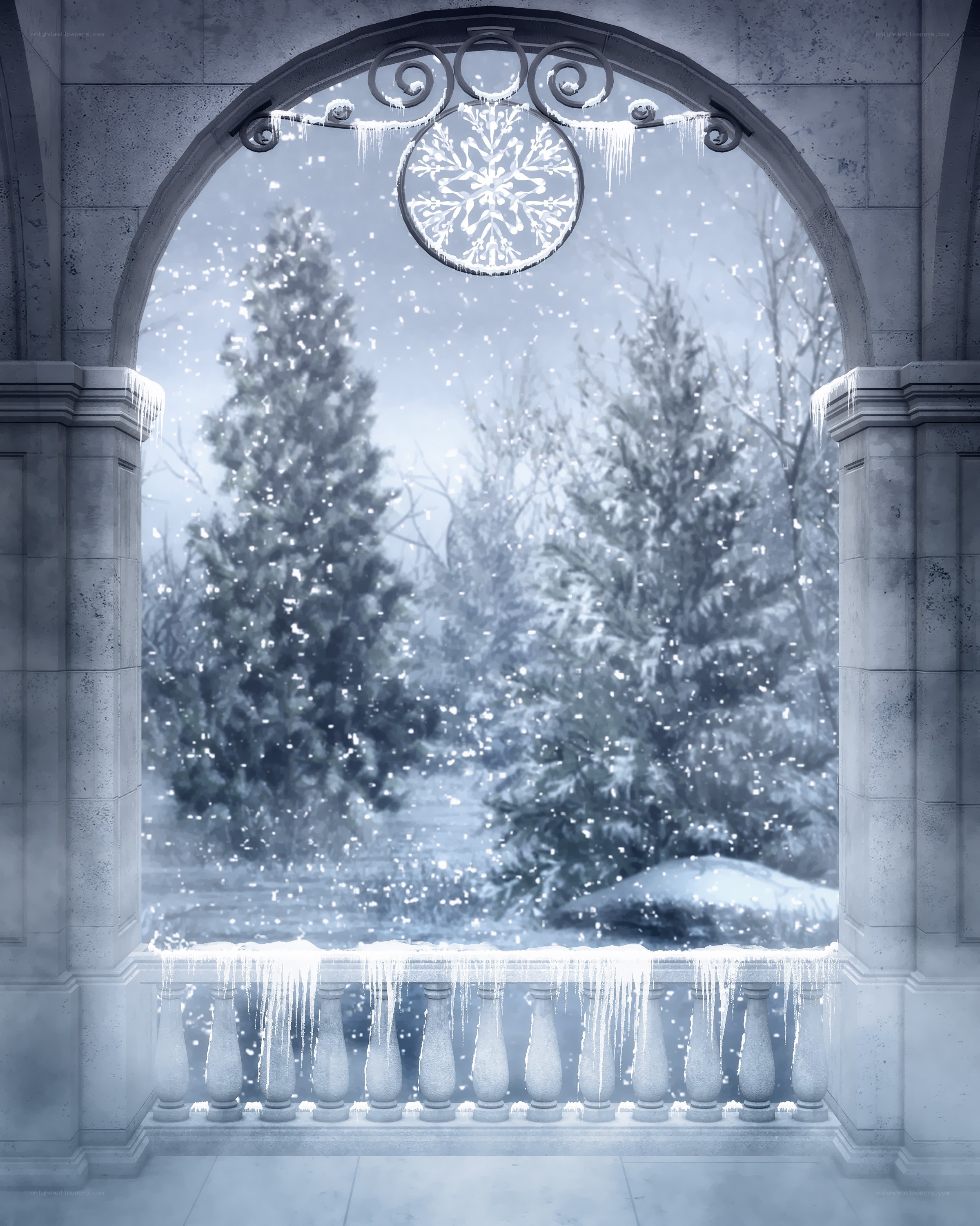 Winter balcony view