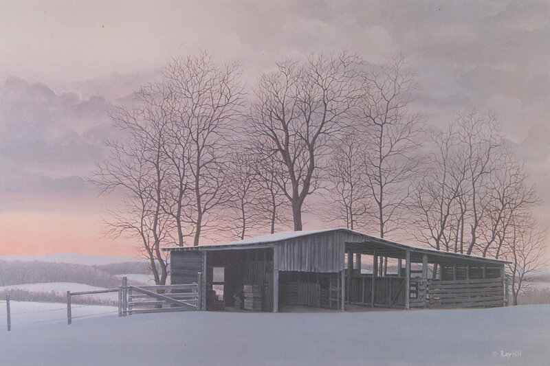 Winter Barn at Dusk
