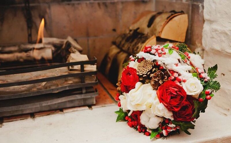 Winter Bouquet on Fireplace