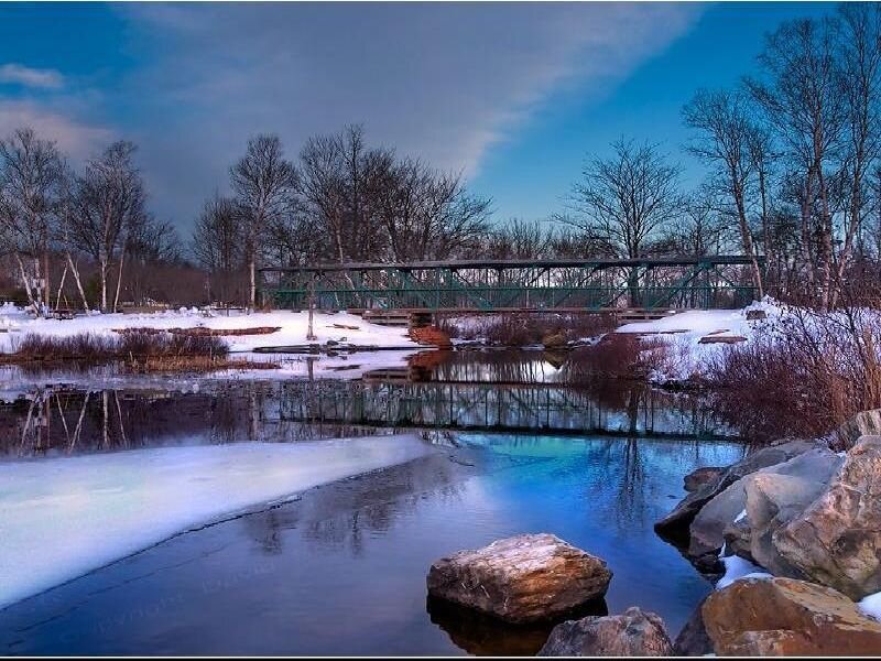 Winter bridge over a river