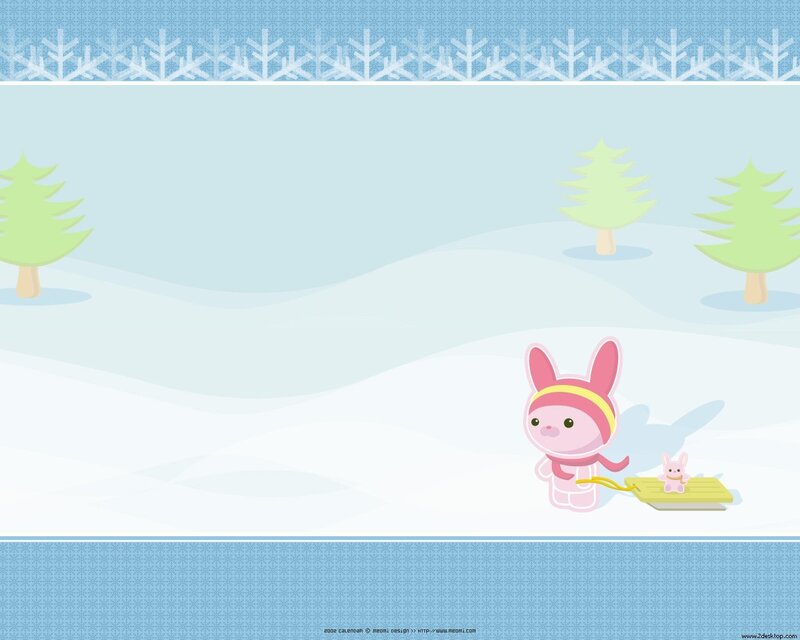 winter bunny sledding