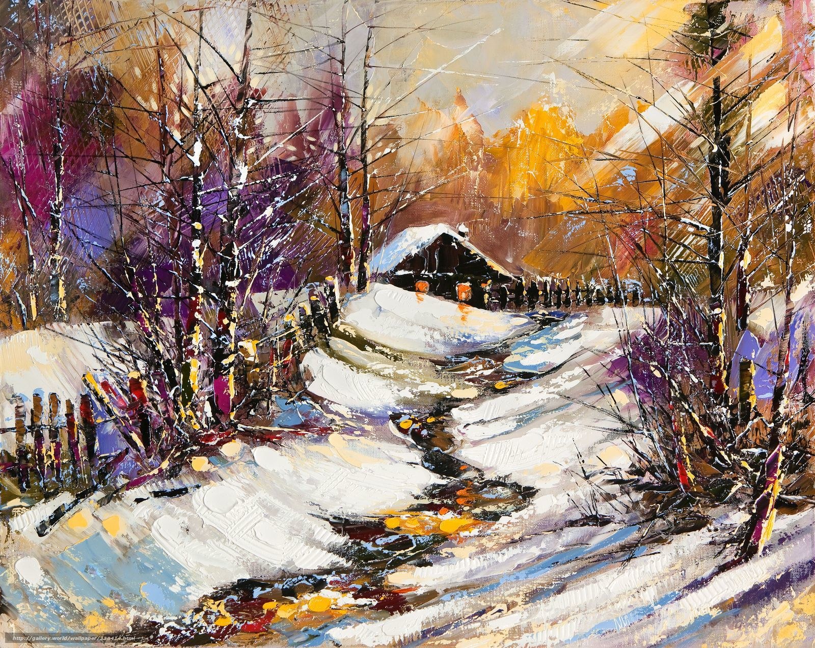 Winter Cabin in Snowy Forest