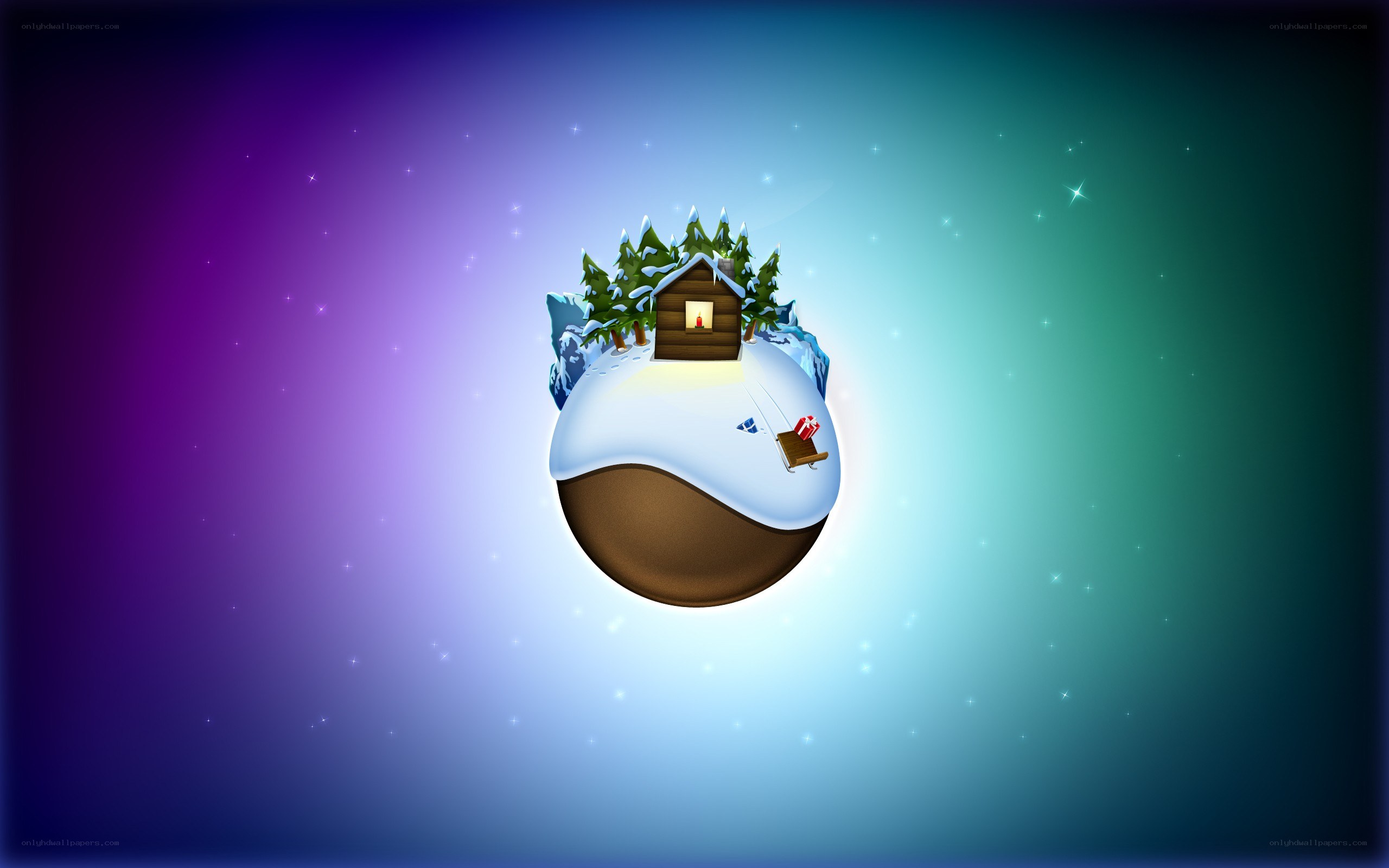 winter cabin on a snowy planet