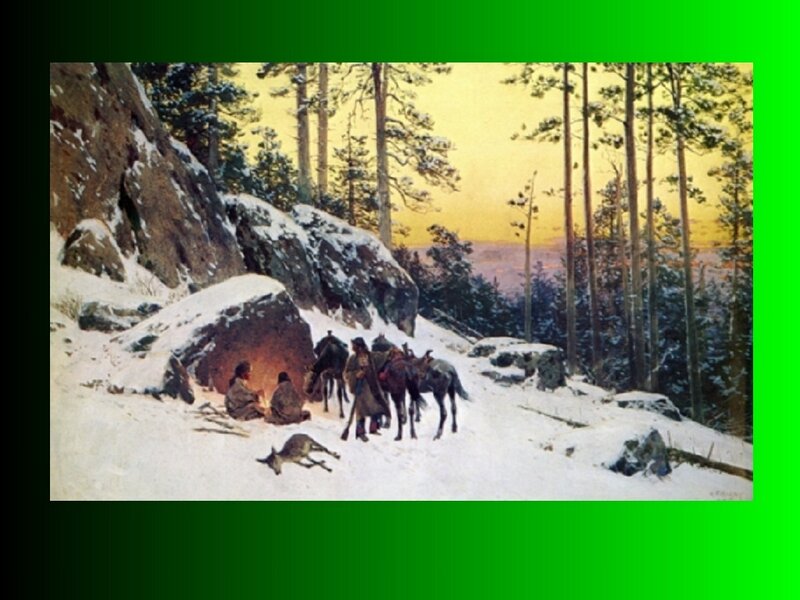 Winter camp in the forest