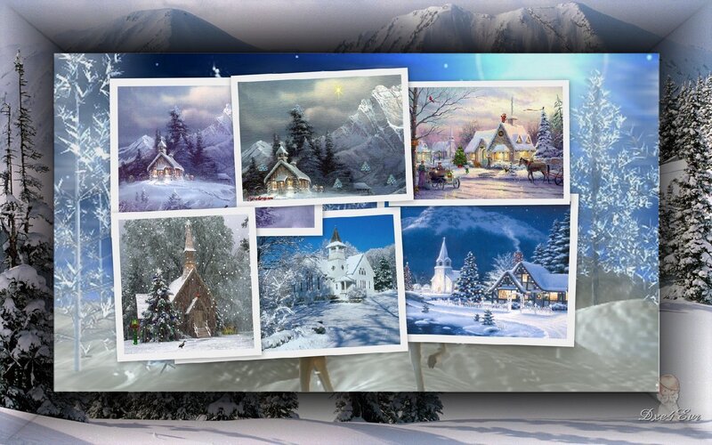 Winter church collage