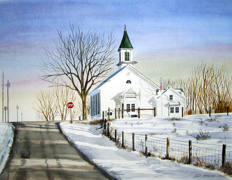Winter church scene