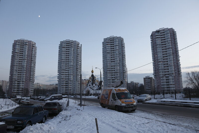 Winter cityscape with high-rises