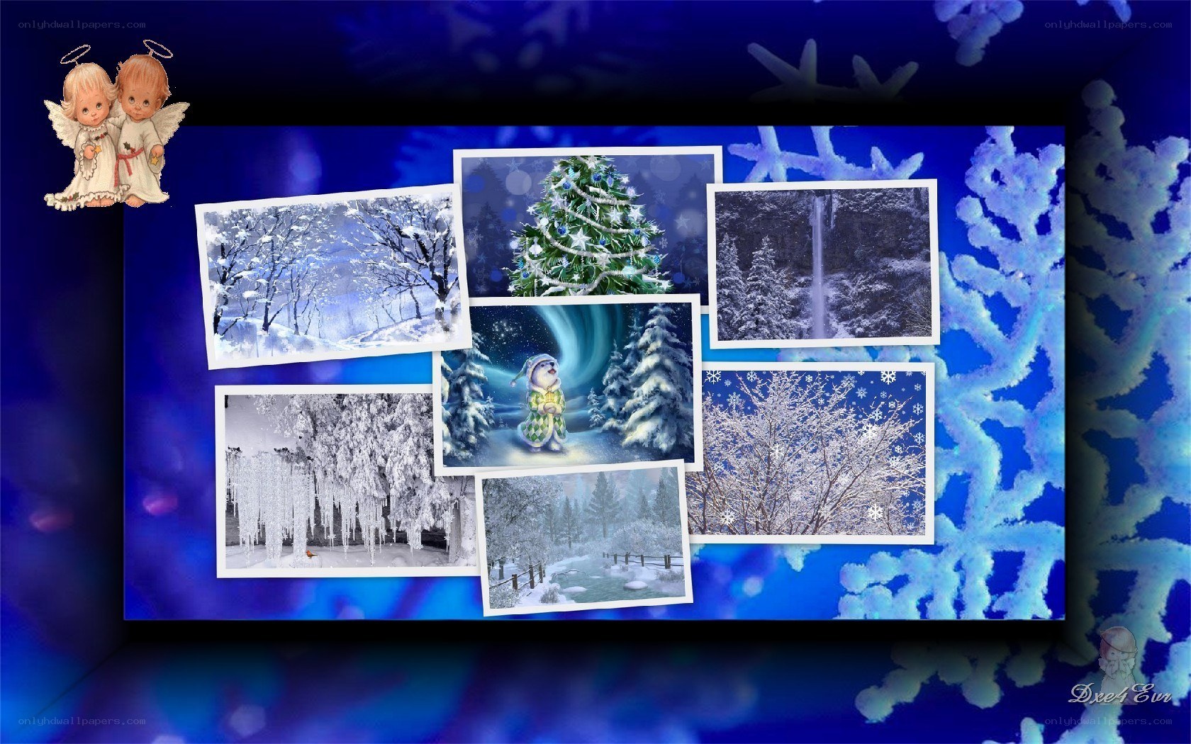 Winter collage with angels