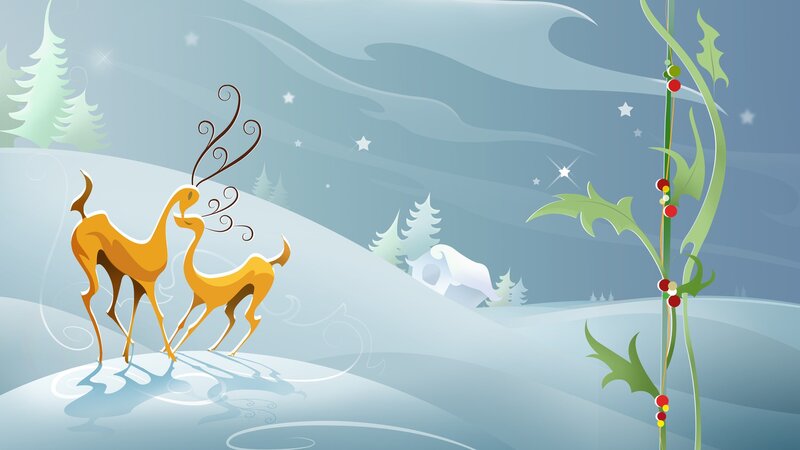 Winter deer in snowy landscape