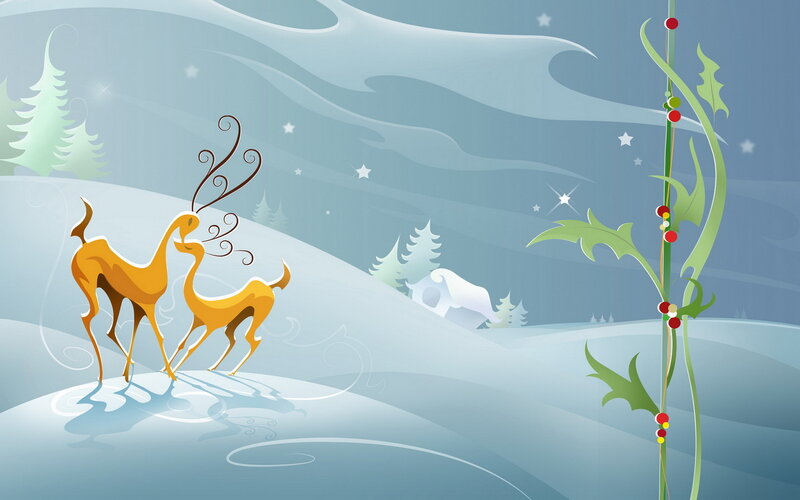 Winter deer in snowy landscape