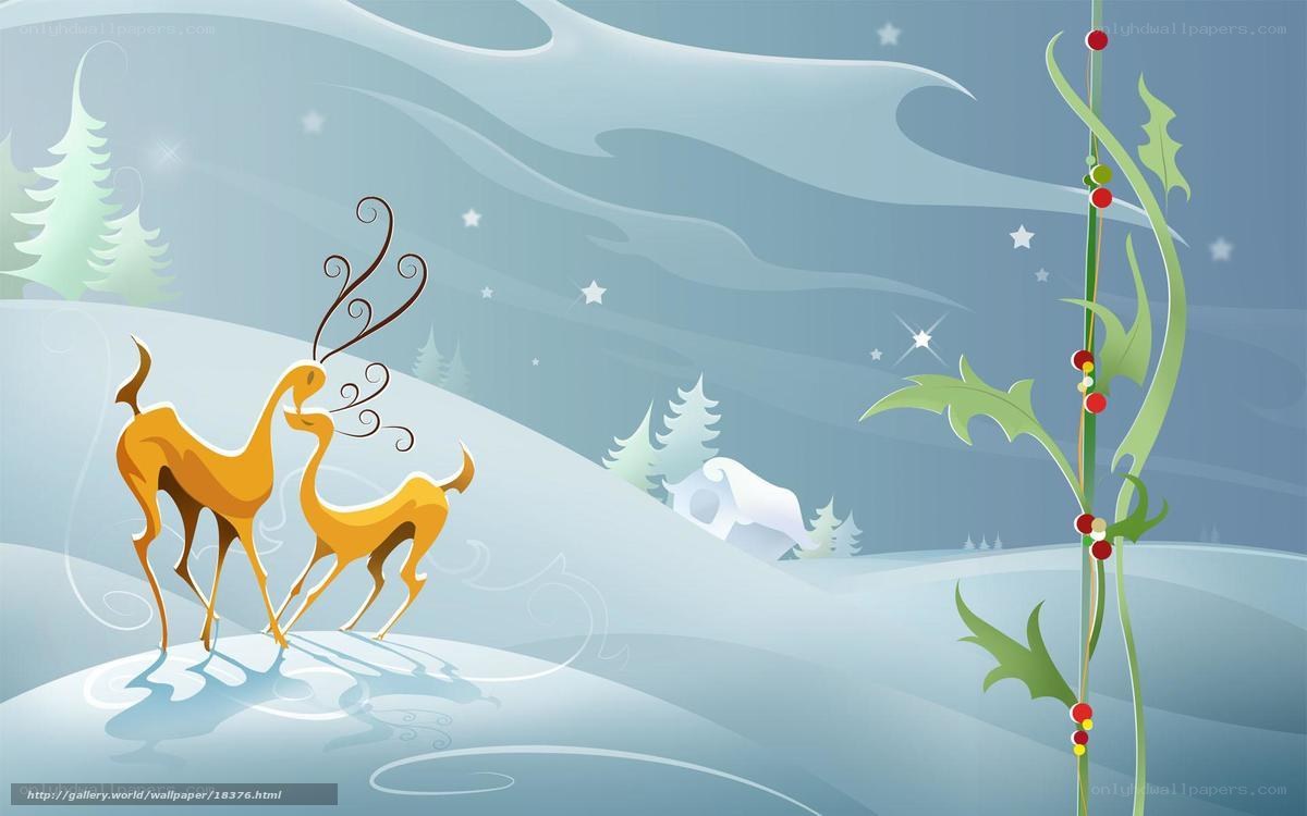 Winter deer in snowy landscape