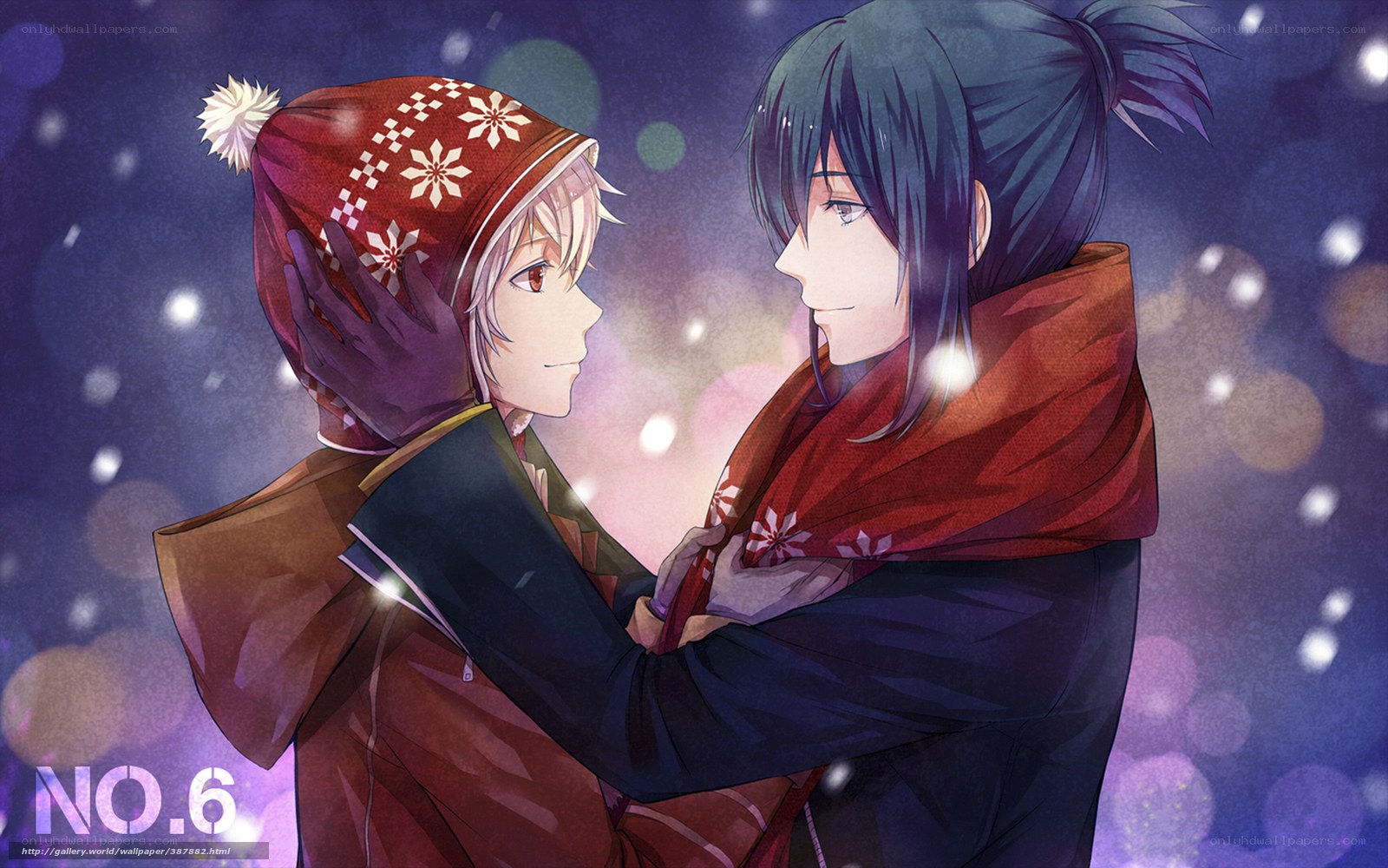 Winter embrace anime couple