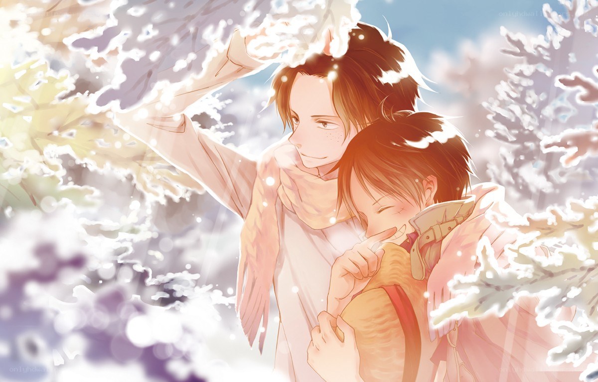 Winter embrace in snow