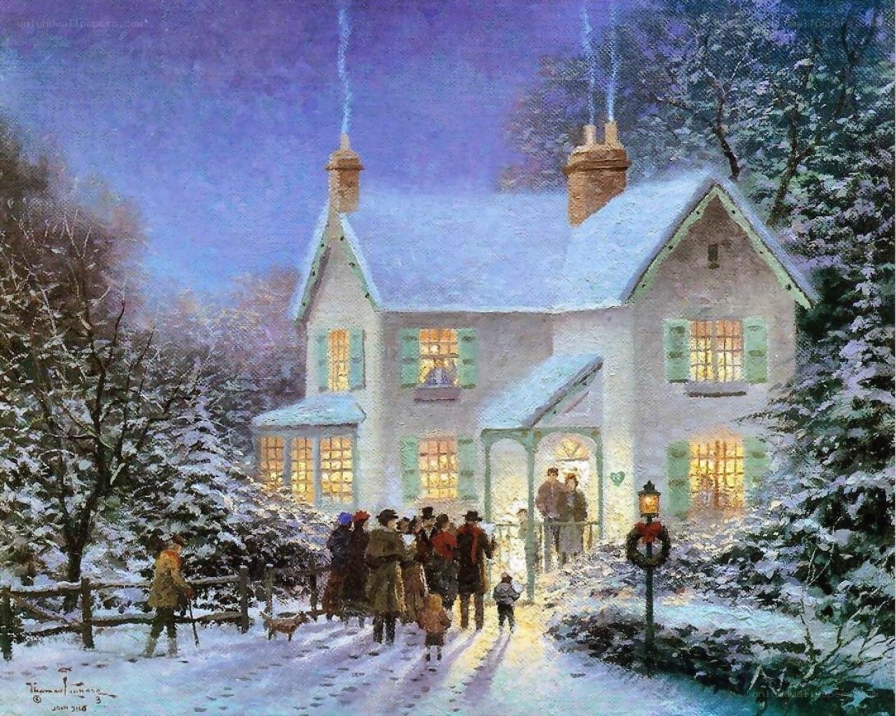 Winter evening at a cozy cottage