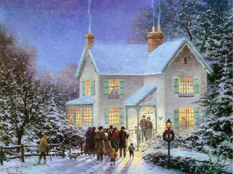 Winter evening at a cozy house