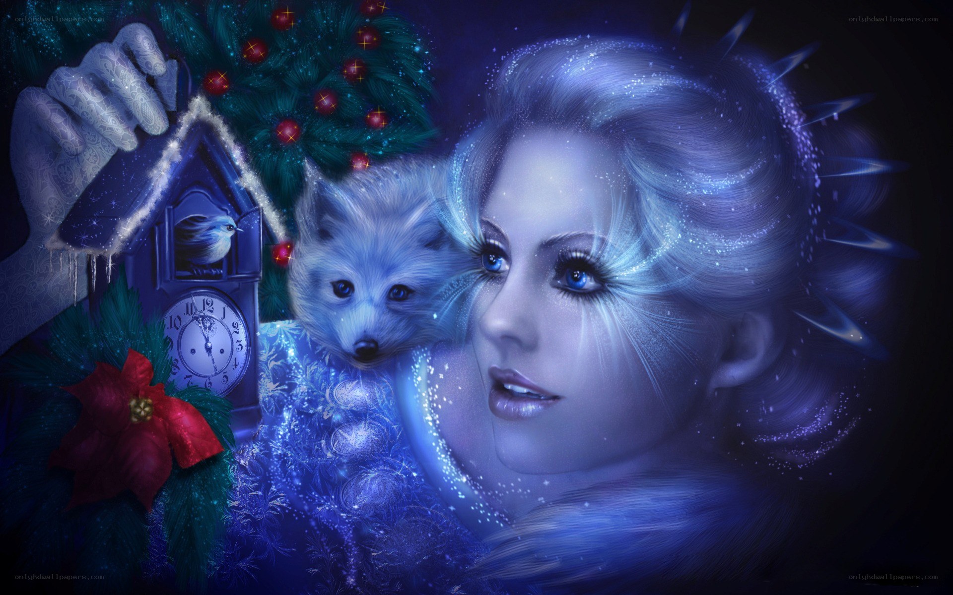 Winter fairy with fox