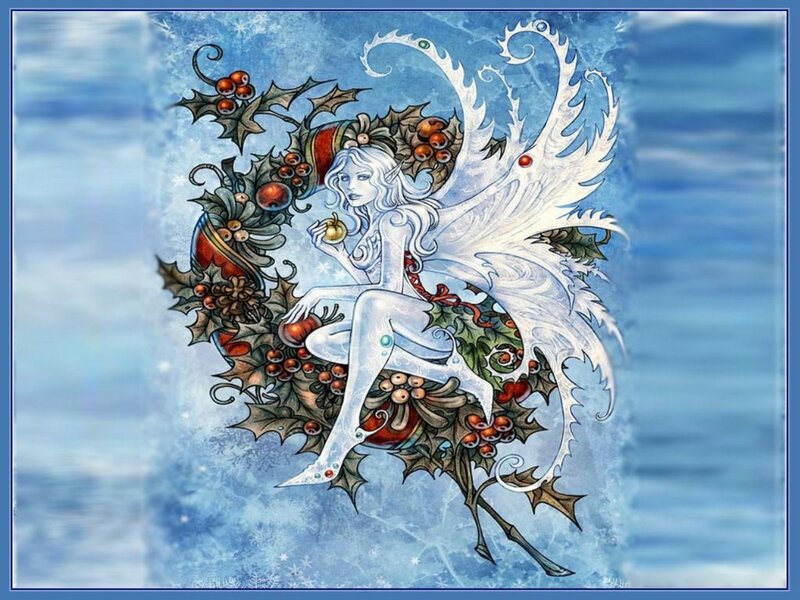 Winter Fairy with Holly — Blue