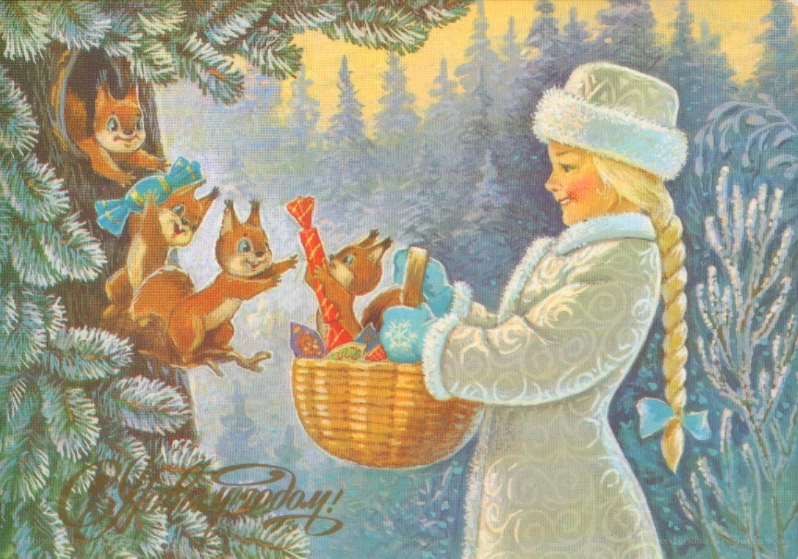 Winter fairy with squirrels