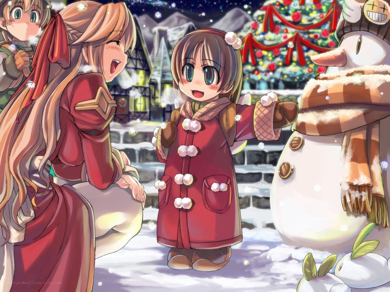 Winter festival with snowman