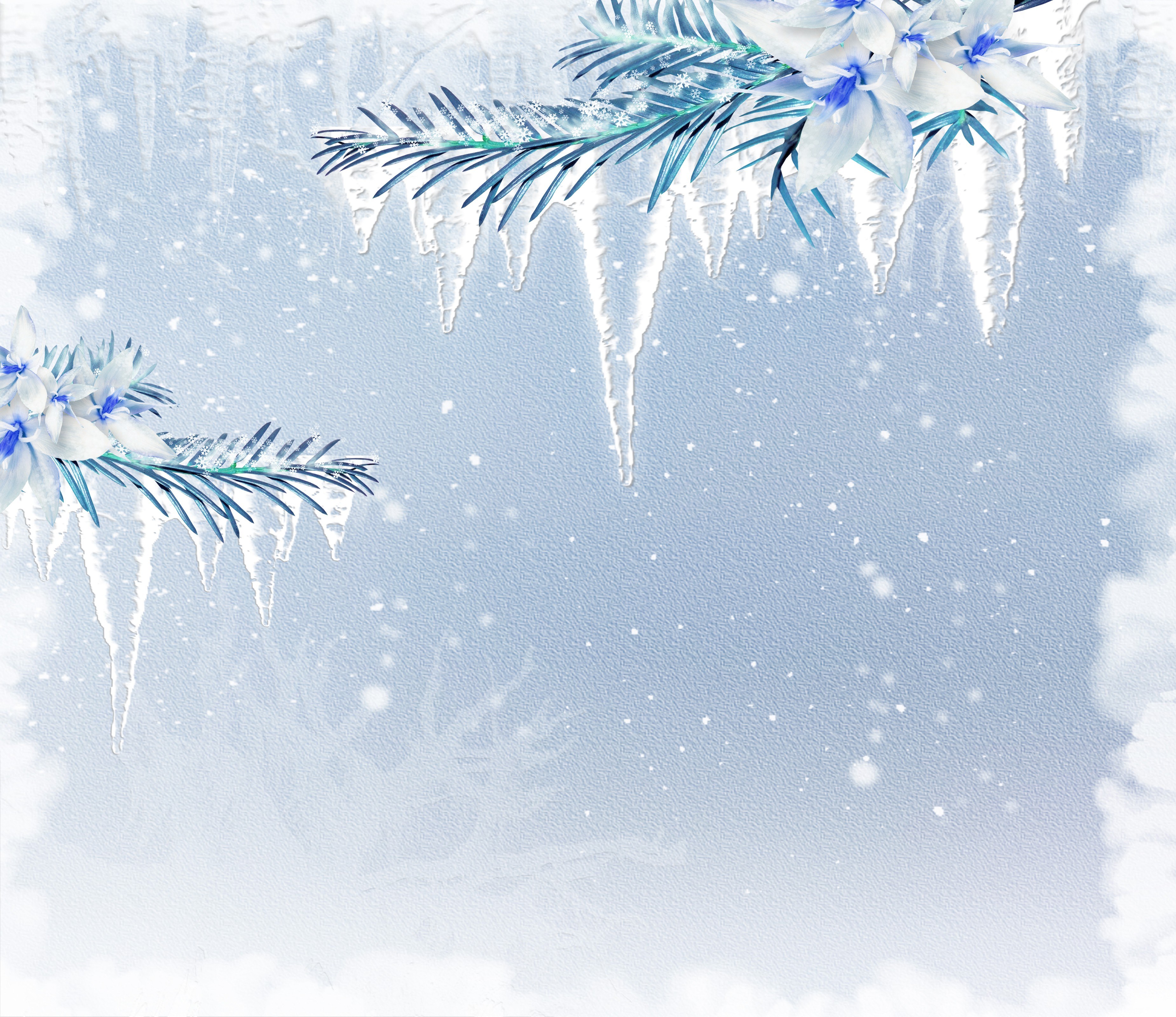 Winter floral icicle scene
