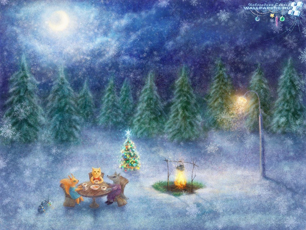 Winter forest gathering