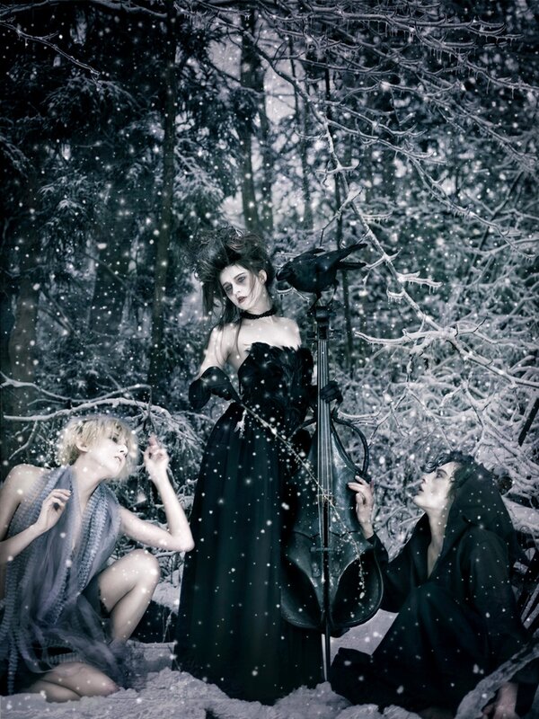 Winter forest music scene