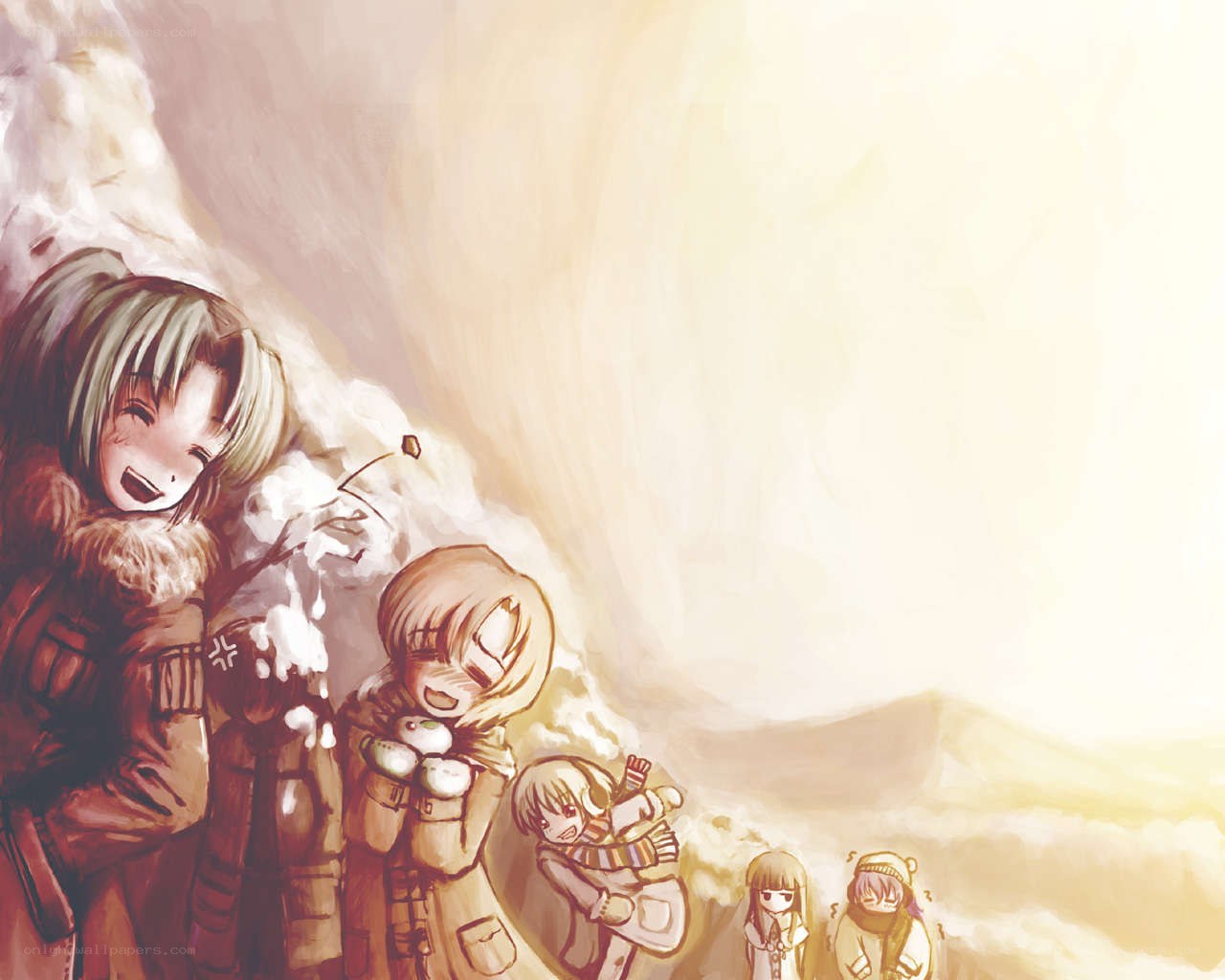 Winter friends in snow