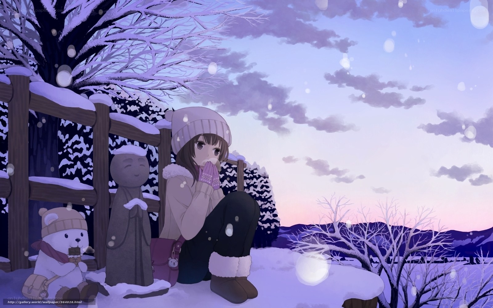Winter girl with snowflakes