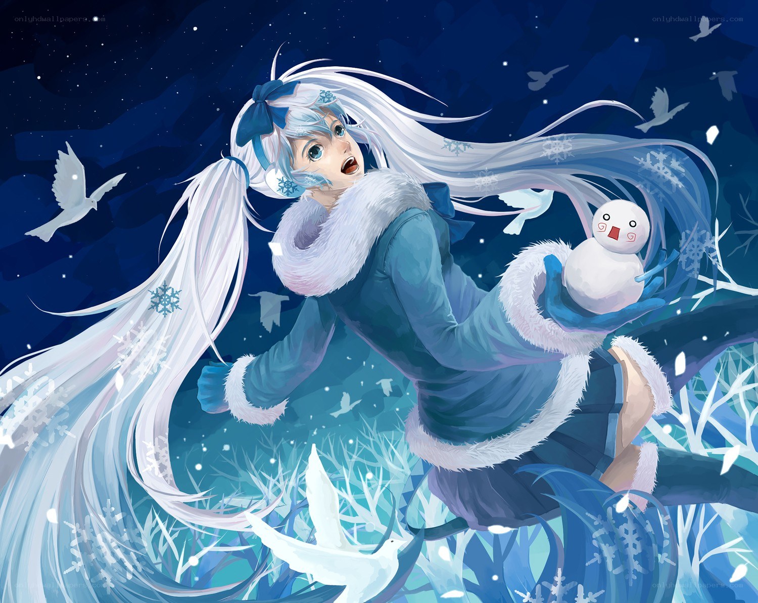 Winter girl with snowman