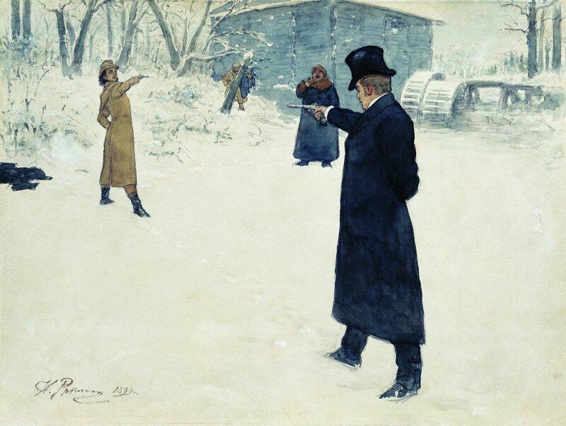 Winter gun duel scene