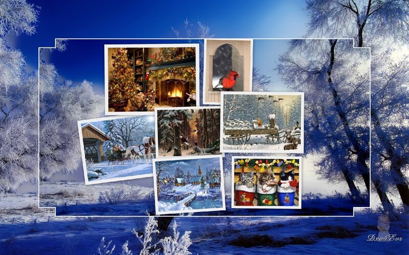 Winter holiday collage