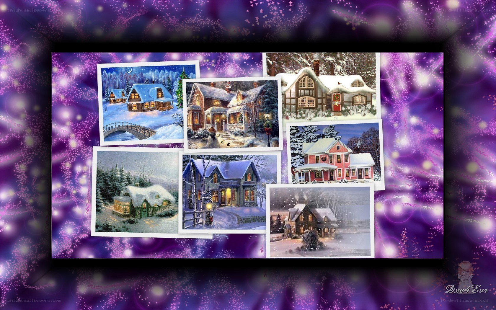 Winter holiday house collage